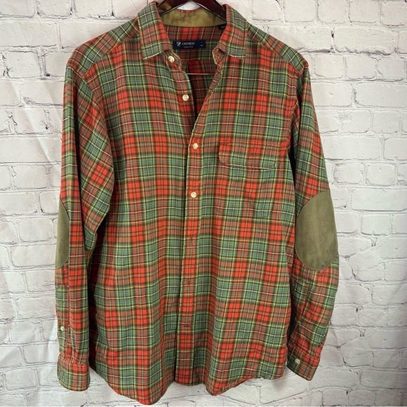 Daniel Cremieux tan Red plaid cotton flannel Casual Button Down Shirt sz M - Picture 1 of 8